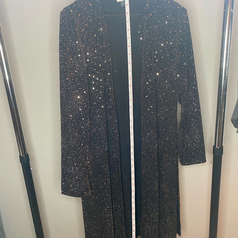 Anne Klein Sequined Layering Middi Kimono Cardigan Size Small